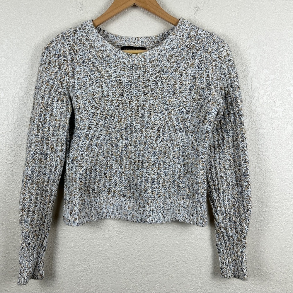 Banana Republic Chunky Pointelle Cropped Cashmere Wool Blend Sweater Size XS